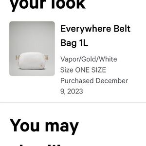 Lululemon belt bag. Never used. Hair gold/white 1L. Perfect condition.